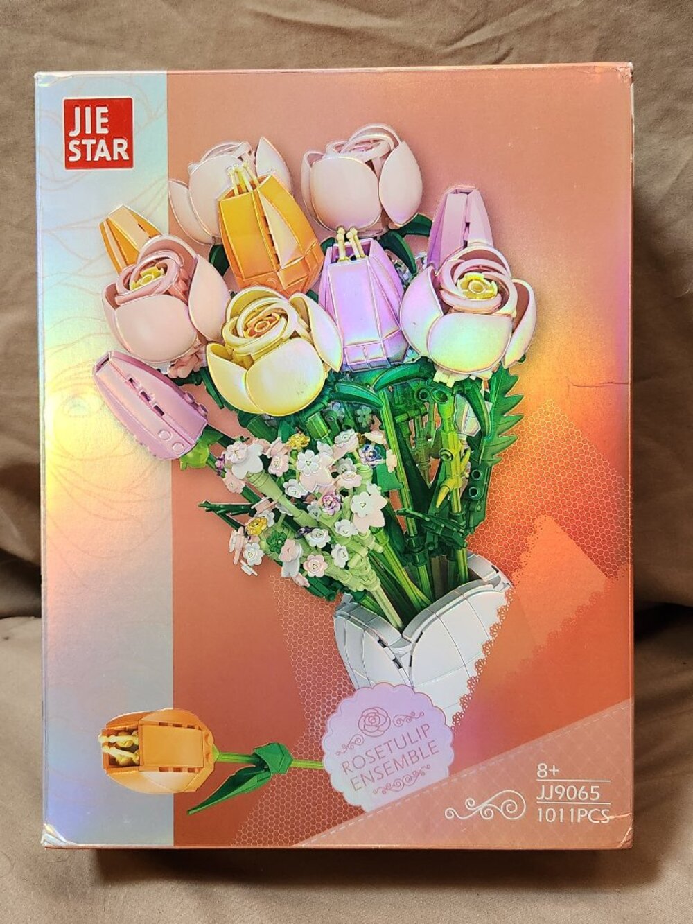 Rose Tulip Bouquet Ensemble Building Set 3-D Puzzle 1,011 Pieces - NEW